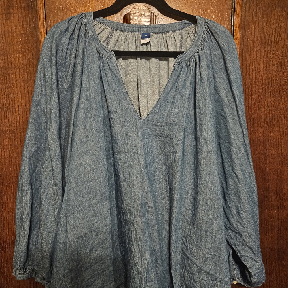 Old Navy Denim Blue Peasant Blouse
